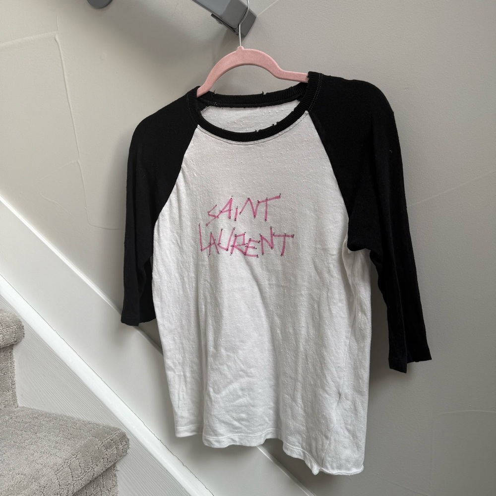 Saint Laurent Pink Logo Tee